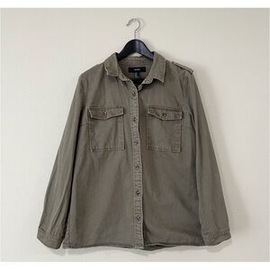 Forever 21 Size Medium Olive Green Long Sleeve Button Down Shirt